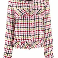 Karl Lagerfeld fitted houndstooth boucle jacket