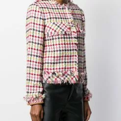 Karl Lagerfeld fitted houndstooth boucle jacket