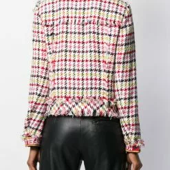 Karl Lagerfeld fitted houndstooth boucle jacket