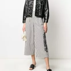 Karl Lagerfeld striped logo embroidered trousers
