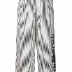 Karl Lagerfeld striped logo embroidered trousers