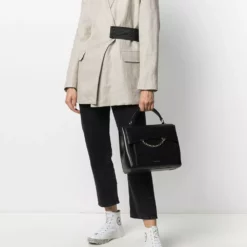 Karl Lagerfeld chain link-trim leather tote