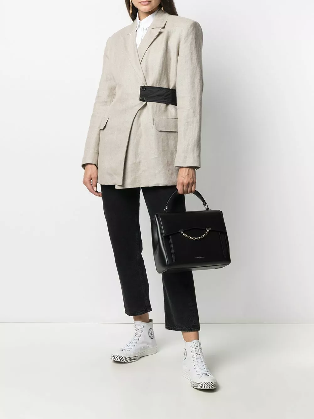 Karl Lagerfeld chain link-trim leather tote