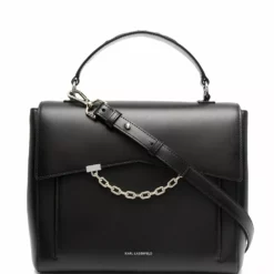 Karl Lagerfeld chain link-trim leather tote