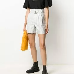 Karl Lagerfeld pinstripe-print belted shorts