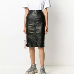 Karl Lagerfeld high-rise leather skirt