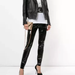 Karl Lagerfeld patent finish trousers