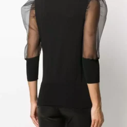 Karl Lagerfeld sheer sleeves knitted top
