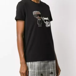 Karl Lagerfeld short sleeve rhinestone embellished T-shirt