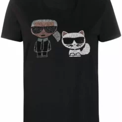 Karl Lagerfeld short sleeve rhinestone embellished T-shirt