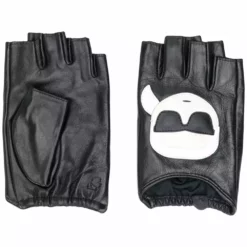 Karl Lagerfeld logo print fingerless gloves