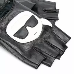 Karl Lagerfeld logo print fingerless gloves