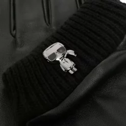 Karl Lagerfeld Ikonik-brooch leather gloves