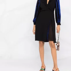 Karl Lagerfeld pleated sleeve metallic dress