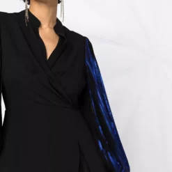 Karl Lagerfeld pleated sleeve metallic dress