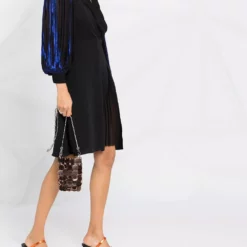 Karl Lagerfeld pleated sleeve metallic dress