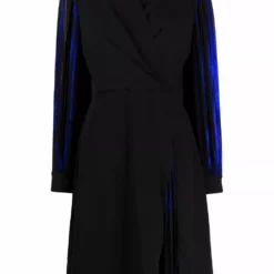 Karl Lagerfeld pleated sleeve metallic dress