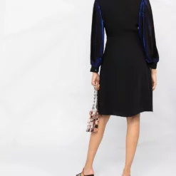 Karl Lagerfeld pleated sleeve metallic dress