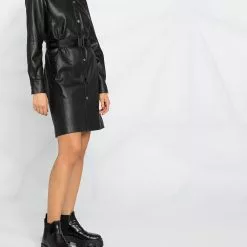 Karl Lagerfeld faux leather shirt dress