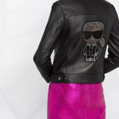Karl Lagerfeld Ikonik Karl leather biker jacket