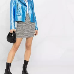 Karl Lagerfeld metallic biker jacket
