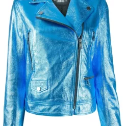 Karl Lagerfeld metallic biker jacket