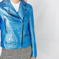 Karl Lagerfeld metallic biker jacket