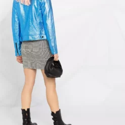 Karl Lagerfeld metallic biker jacket