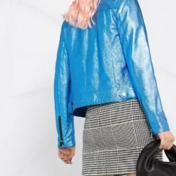Karl Lagerfeld metallic biker jacket