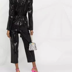 Karl Lagerfeld belted sequin-embellished jacket