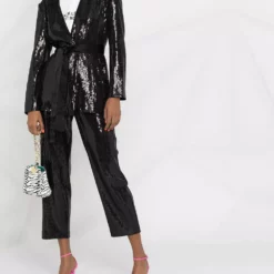 Karl Lagerfeld belted sequin-embellished jacket