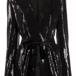Karl Lagerfeld belted sequin-embellished jacket