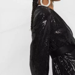 Karl Lagerfeld belted sequin-embellished jacket