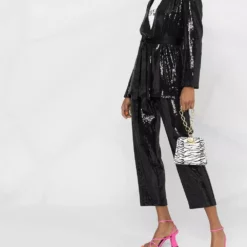 Karl Lagerfeld belted sequin-embellished jacket