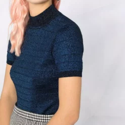 Karl Lagerfeld lurex mock neck top