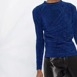 Karl Lagerfeld draped lurex knit top