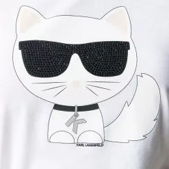 Karl Lagerfeld embellished cat print T-shirt