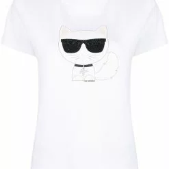 Karl Lagerfeld embellished cat print T-shirt