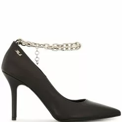 Karl Lagerfeld Manoir ankle chain leather pumps
