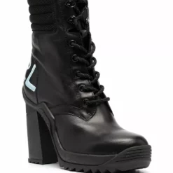 Karl Lagerfeld logo print lace-up ankle boots