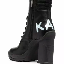 Karl Lagerfeld logo print lace-up ankle boots