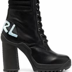 Karl Lagerfeld logo print lace-up ankle boots