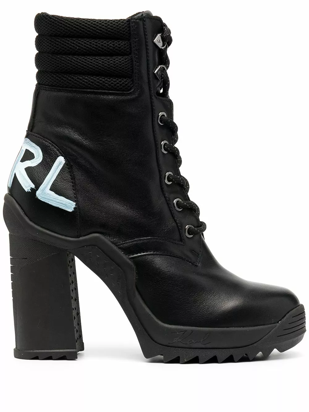 Karl Lagerfeld logo print lace-up ankle boots