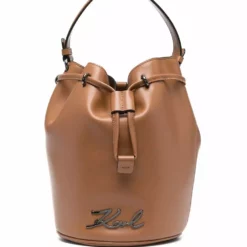 Karl Lagerfeld logo plaque bucket bag