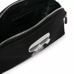 Karl Lagerfeld logo-print zip-up make up bag