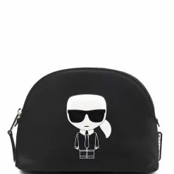 Karl Lagerfeld logo-print zip-up make up bag