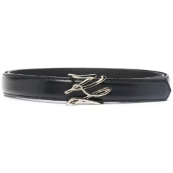 Karl Lagerfeld logo-plaque leather belt