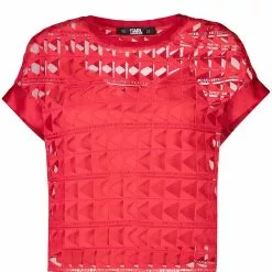 Karl Lagerfeld embroidered mesh top