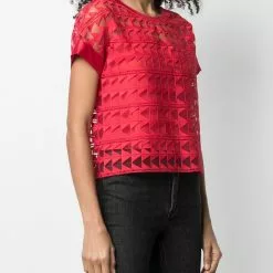 Karl Lagerfeld embroidered mesh top