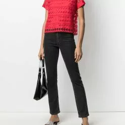 Karl Lagerfeld embroidered mesh top